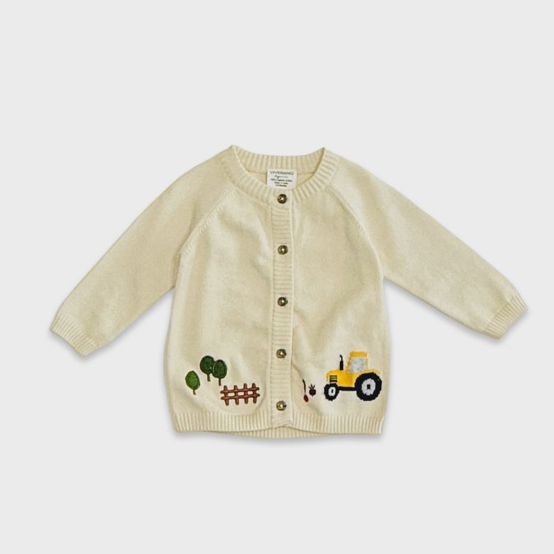 Baby Embroidered Cardigan - Farm &amp; Tractor