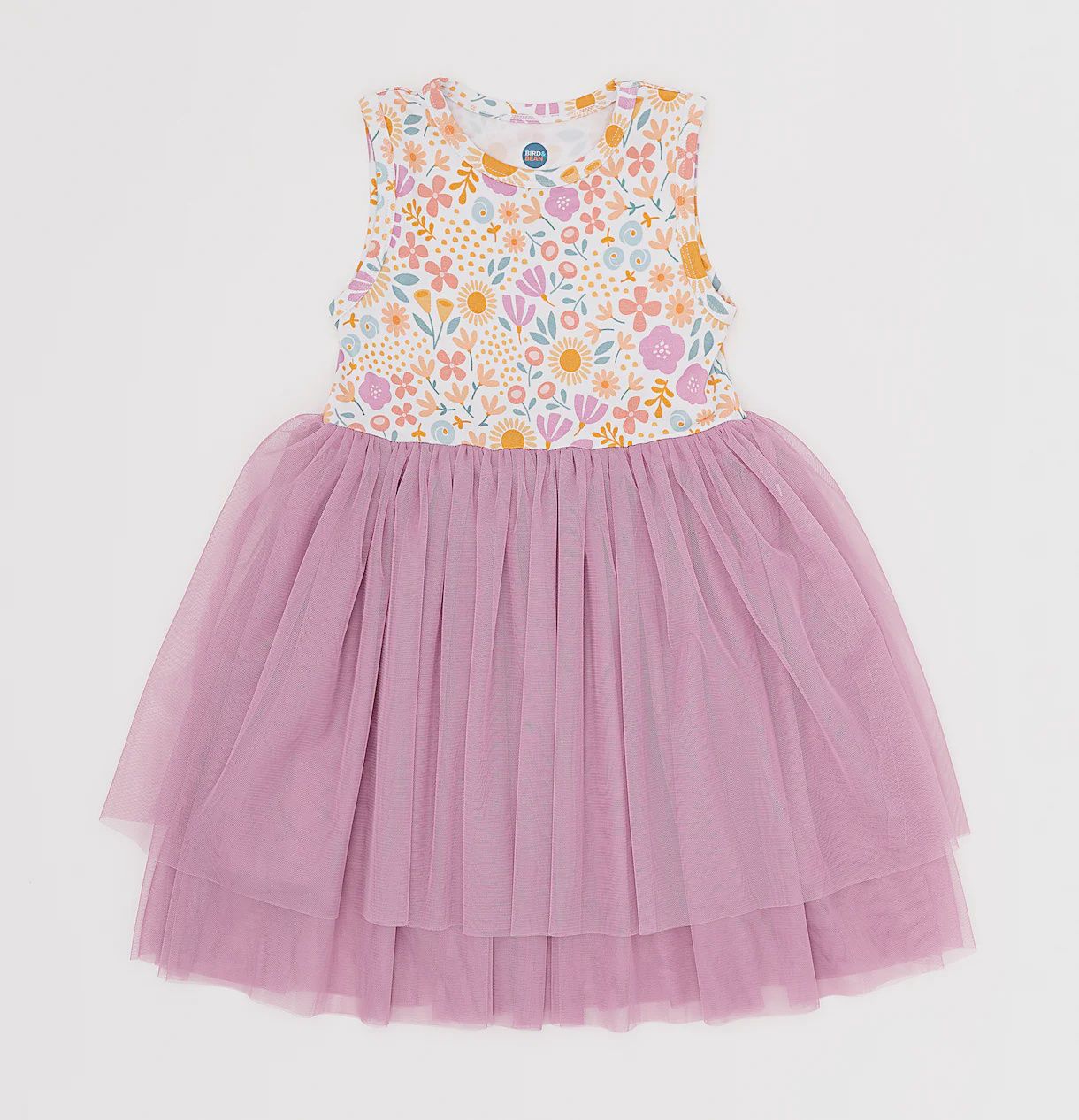 Girls Sleeveless Tulle Dress - Darling Spring Daisy
