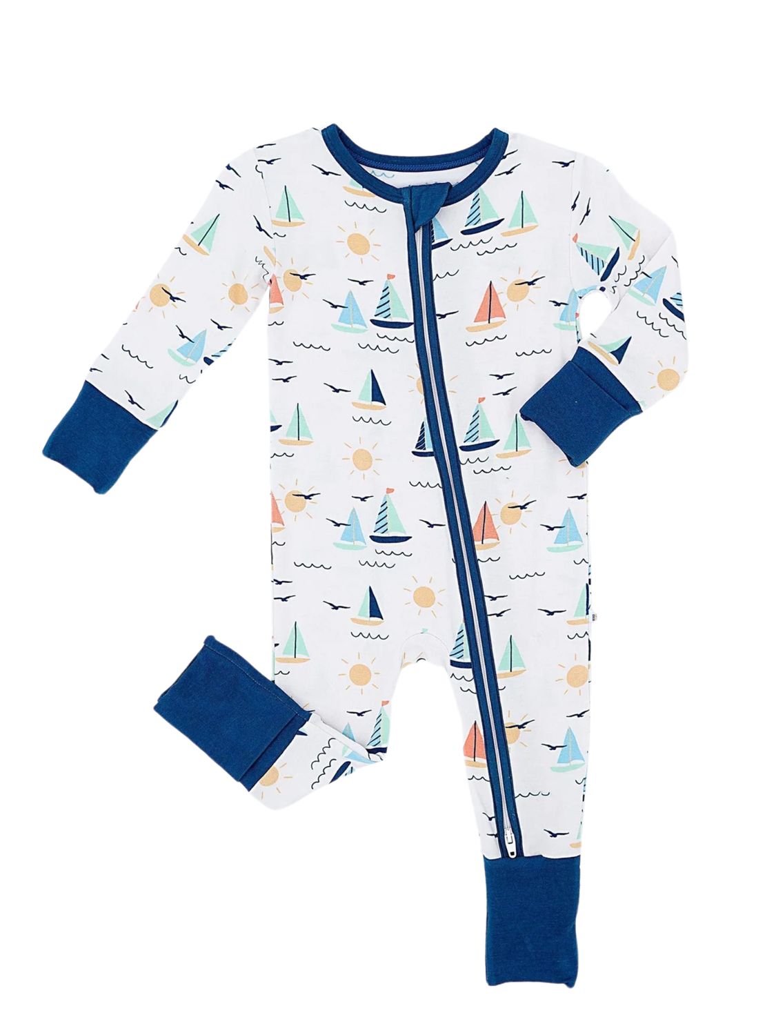 Baby Convertible Zip Pajama - Kai Sailboat