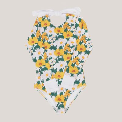 Girls Long Sleeve One-Piece - Hamptons Floral