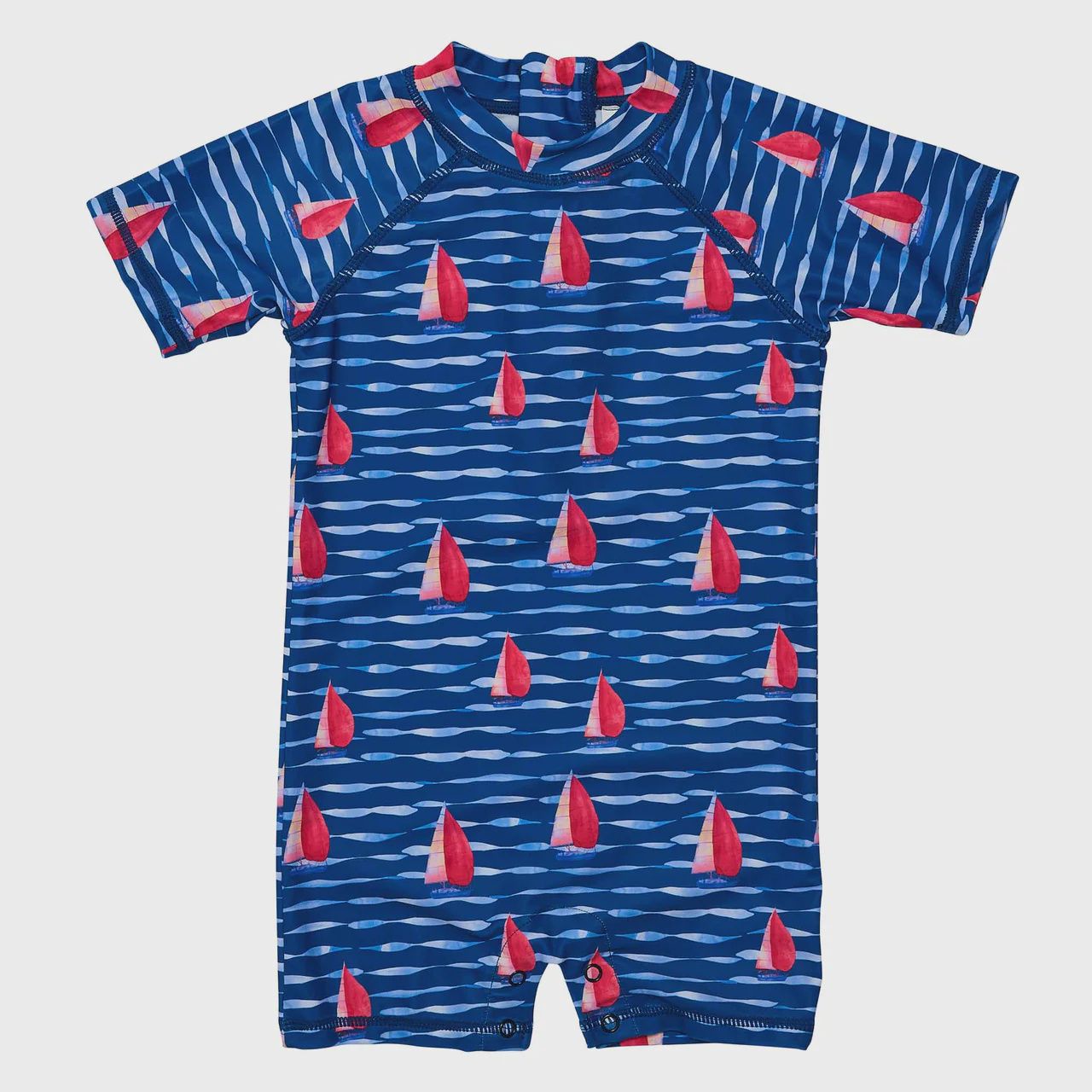 Baby Short Sleeve Sunsuit - Sailboat