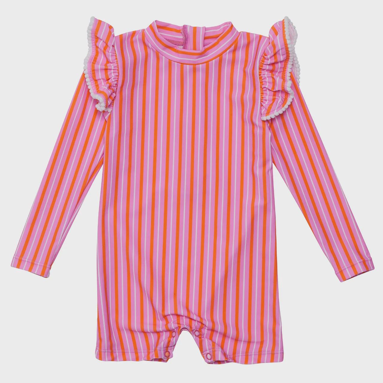 Baby Long Sleeve Sustainable Sunsuit - Stripy Sunset