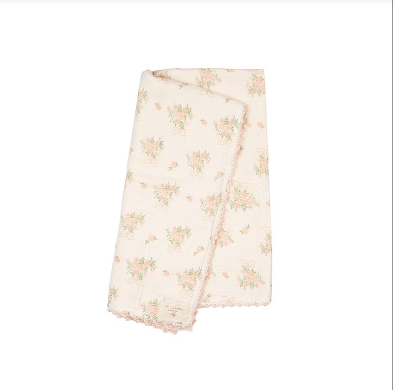 Crochet Trim Swaddle - Parfait Pink