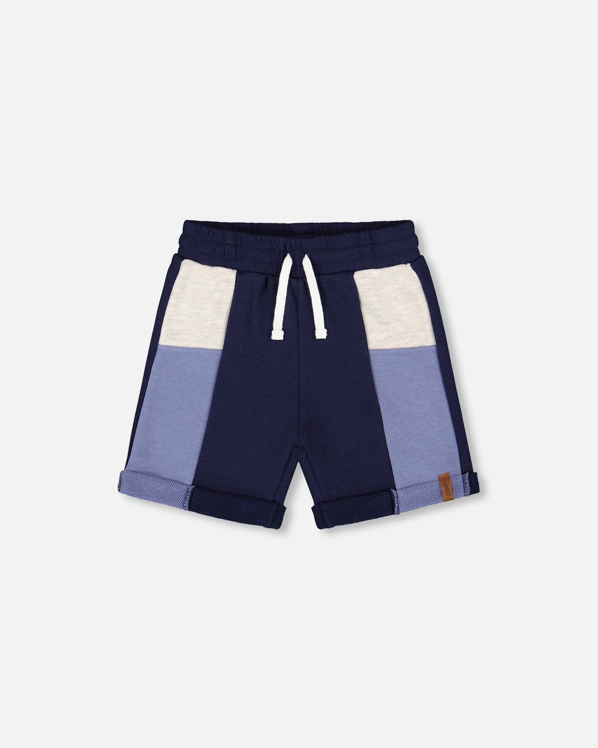 Boys French Terry Color Block Shorts - Navy and Cream