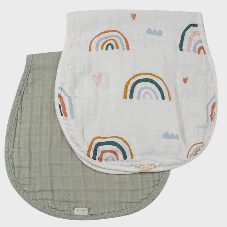 Muslin Burp Cloth 2-Pack - Rainbows