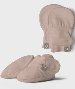 Baby Organic Stay-On Mitts + Booties Set - Rose