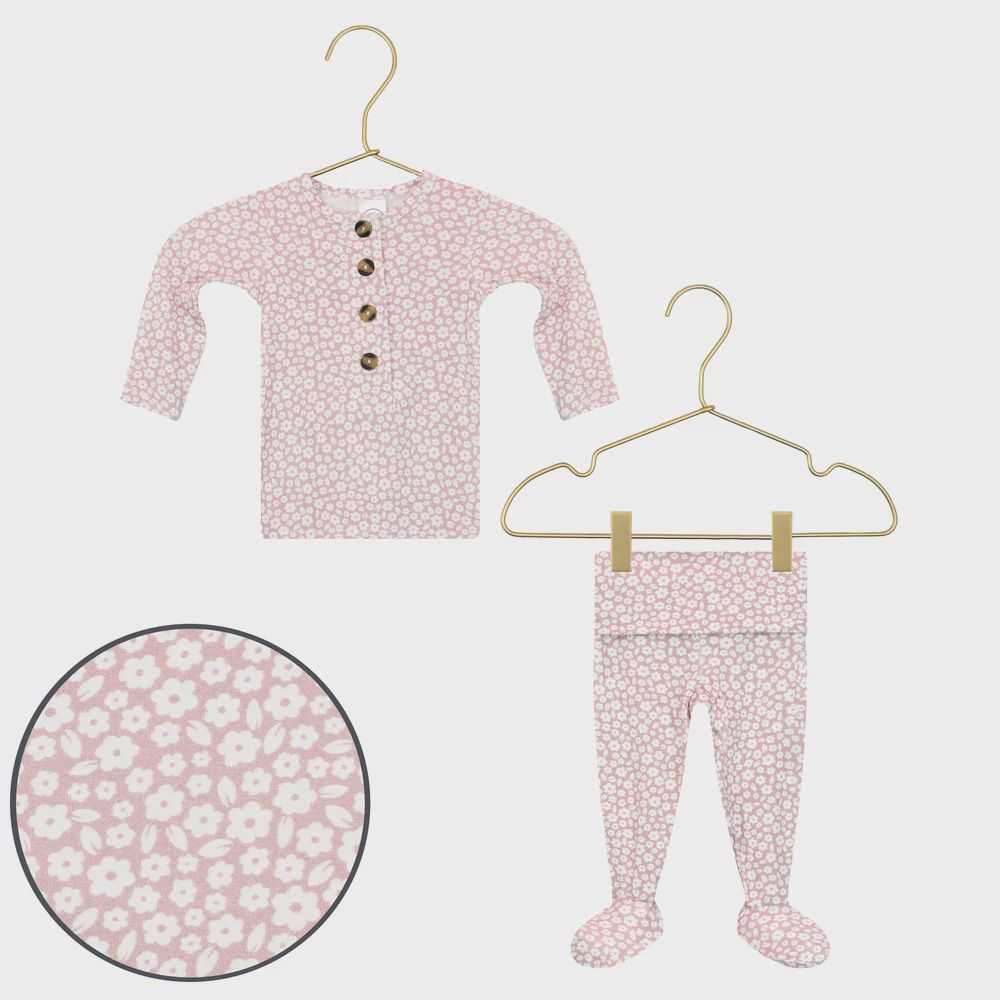 Baby Long Sleeve Henley and Pants Set - Flora