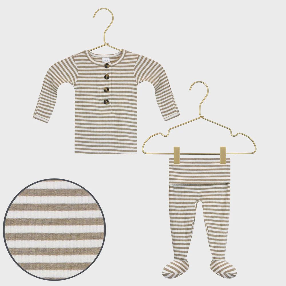 Baby Long Sleeve Ribbed Henley and Pants Set - Indy