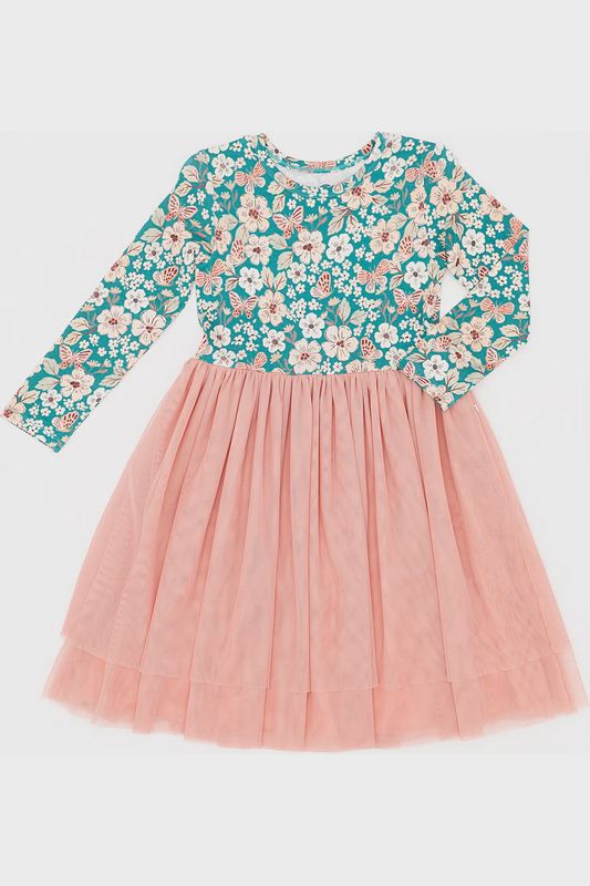 Girls Long Sleeve Tulle Dress - Juniper
