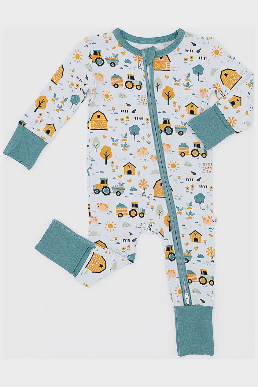 Baby Convertible Zip Pajama - Sawyer Farm Friends