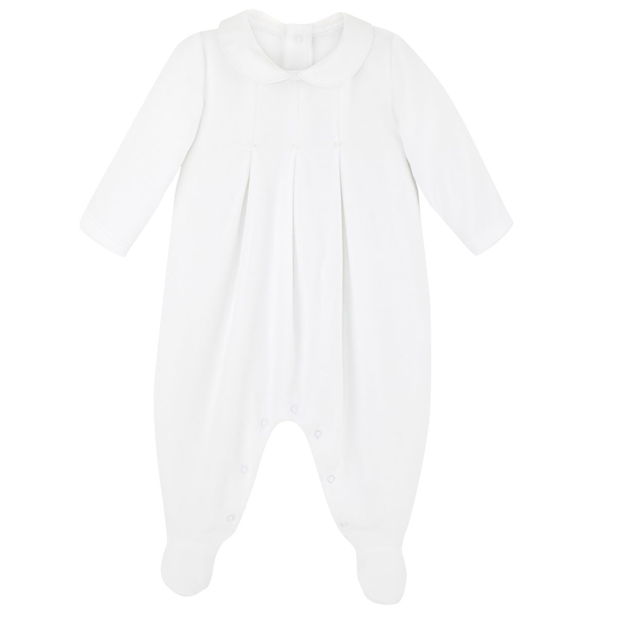 Baby Velour Footed Onesie - White