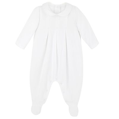 Velour Footed Onesie - White