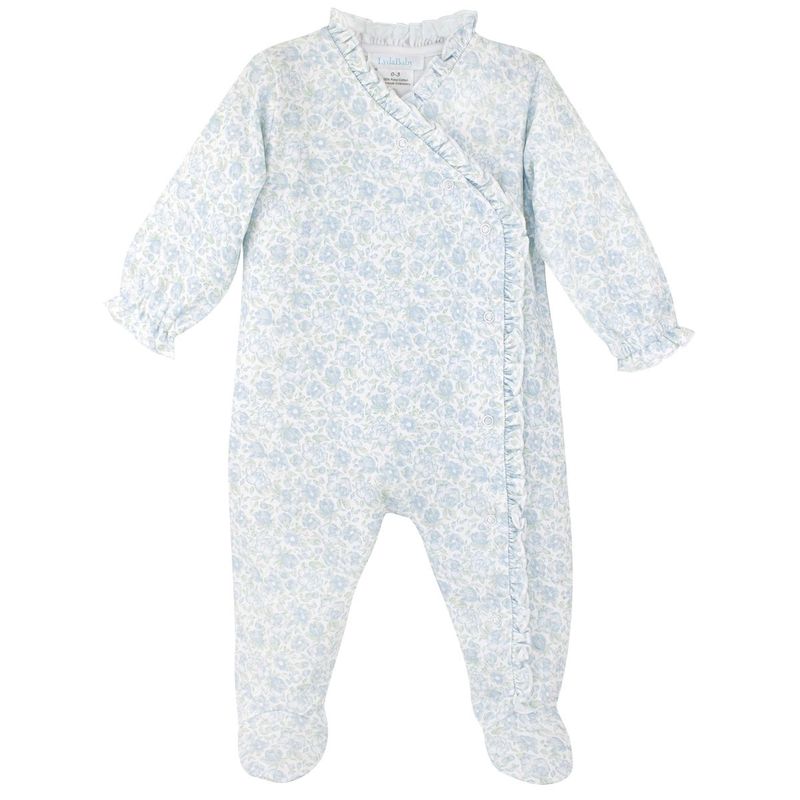Baby Pima Cotton Footed Onesie - Blue Floral