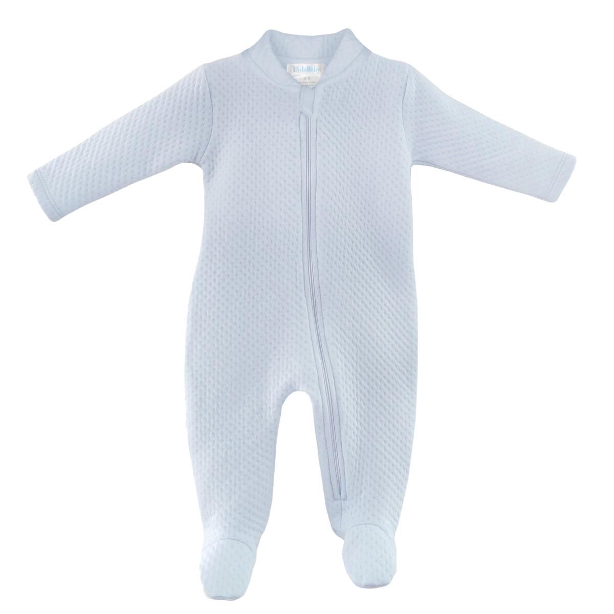 Baby Quilted Footed Onesie - Light Blue