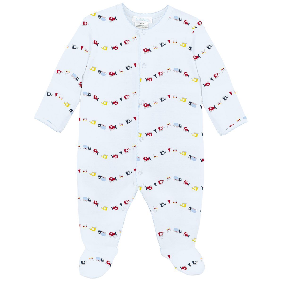 Baby Pima Cotton Footed Onesie - Mini Trucks