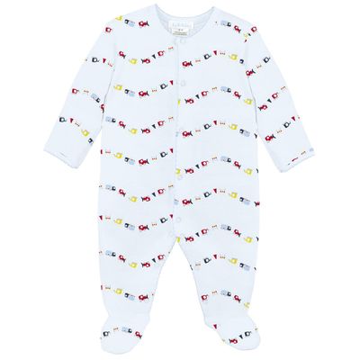 Baby Pima Cotton Footed Onesie - Mini Trucks