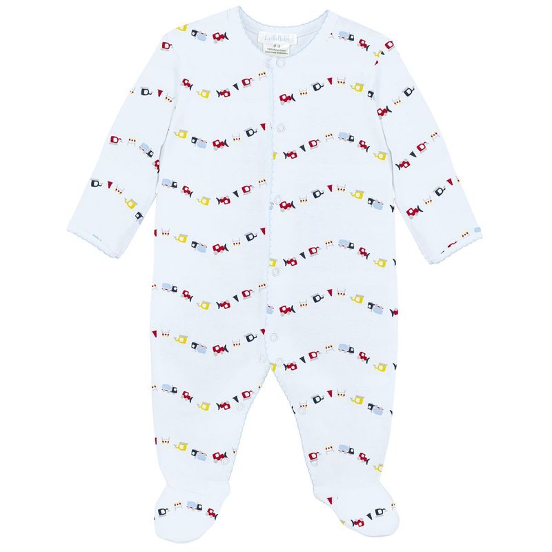 Baby Pima Cotton Footed Onesie - Mini Trucks