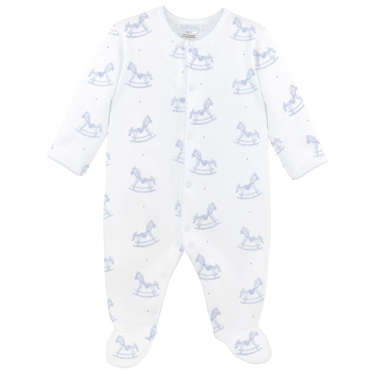 Baby Pima Cotton Footed Onesie - Rocking Horse