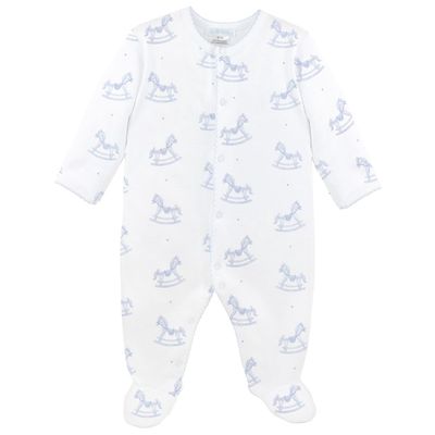 Baby Pima Cotton Footed Onesie - Rocking Horse
