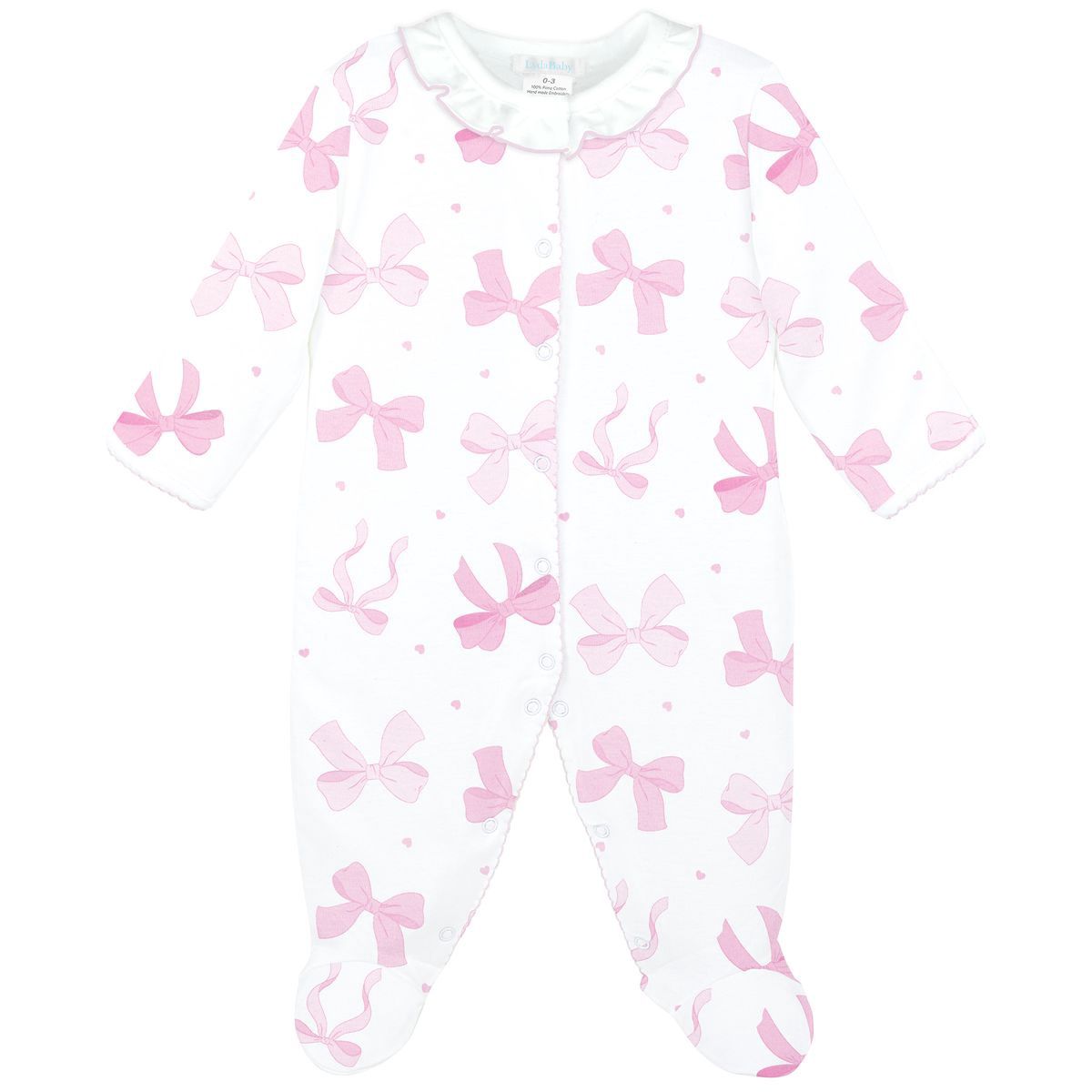 Baby Pima Cotton Footed Onesie - Lovely Bows