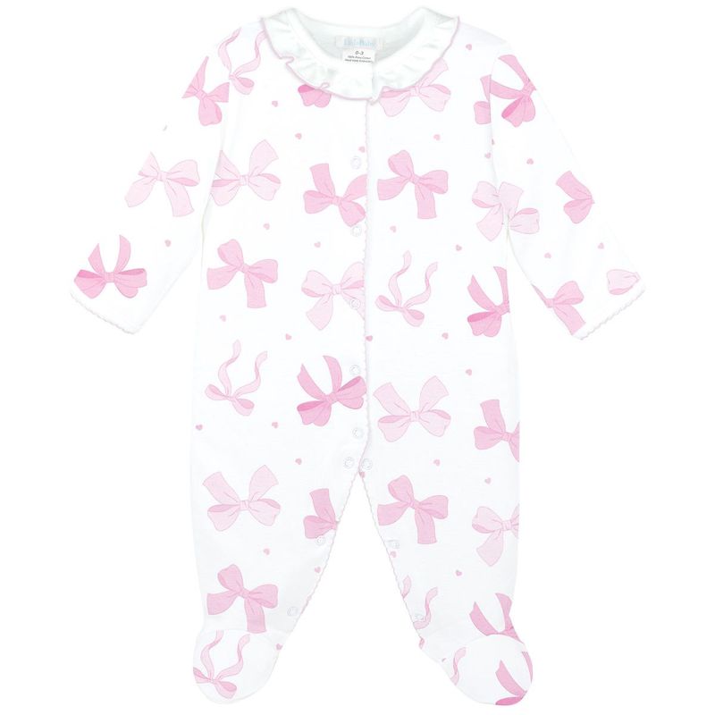 Baby Pima Cotton Footed Onesie - Lovely Bows