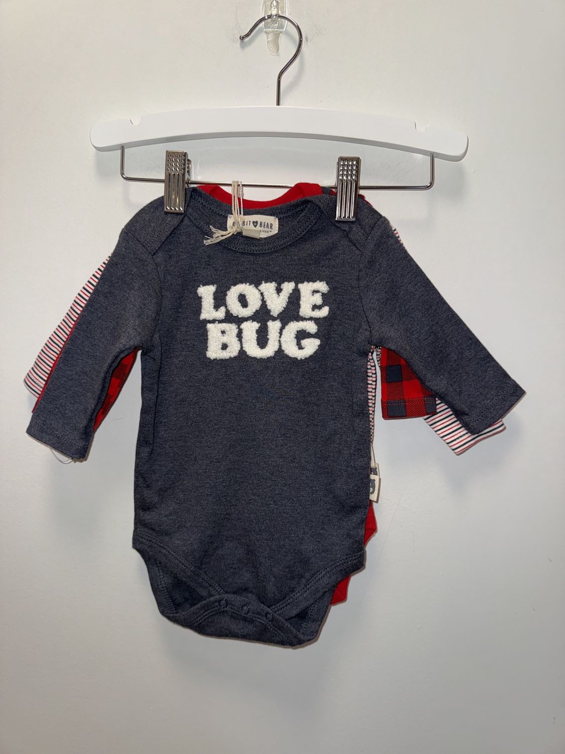 New with Tags - Rabbit + Bear - Long Sleeve Onesies - 3 Pack - 0-3M - PWE3141