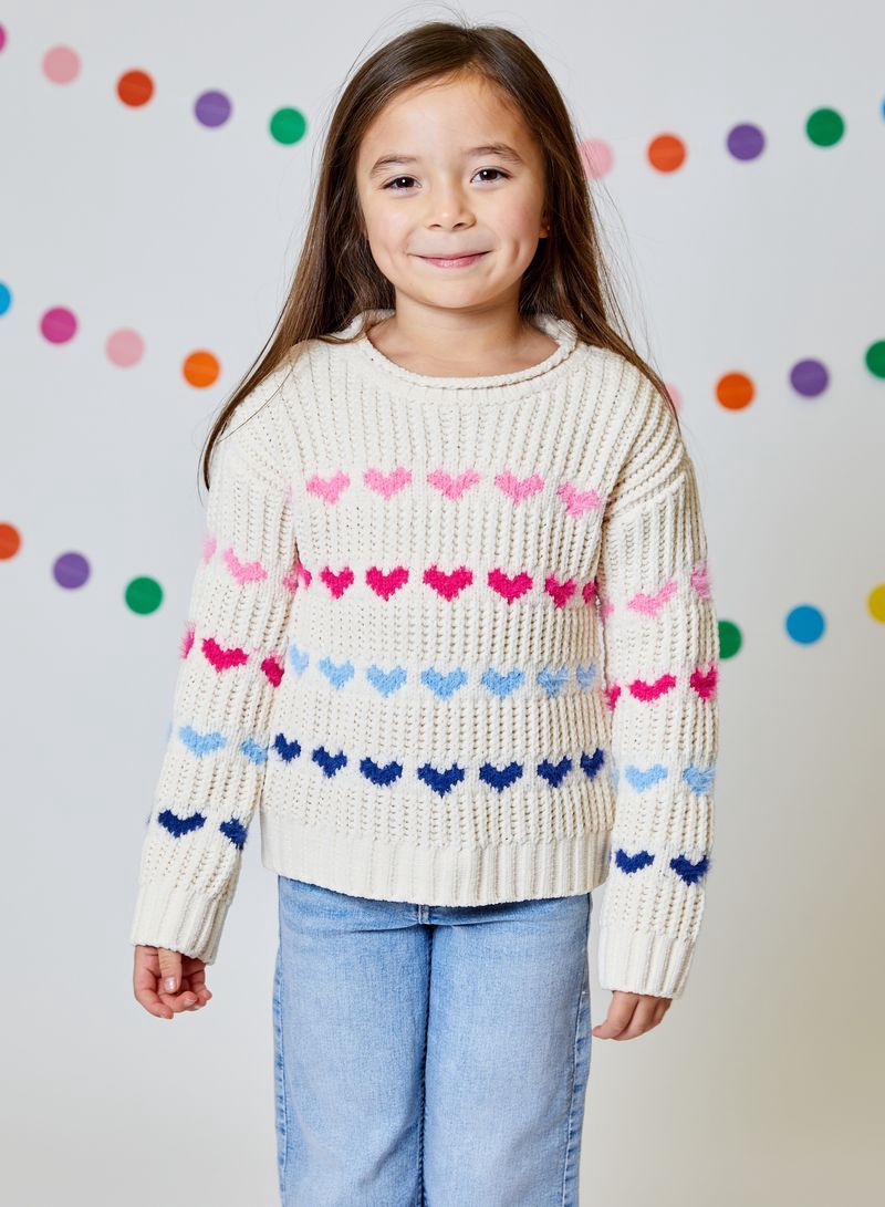 Girls Knit Sweater - Hearts