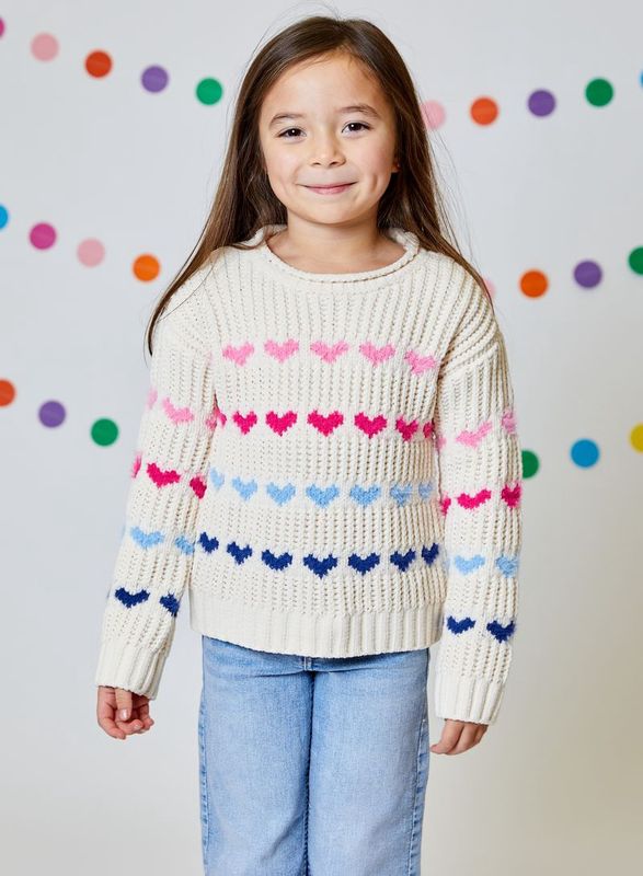 Girls Knit Sweater - Hearts