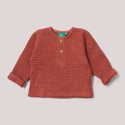 Chunky Waffle Long Sleeve Henley - Ginger