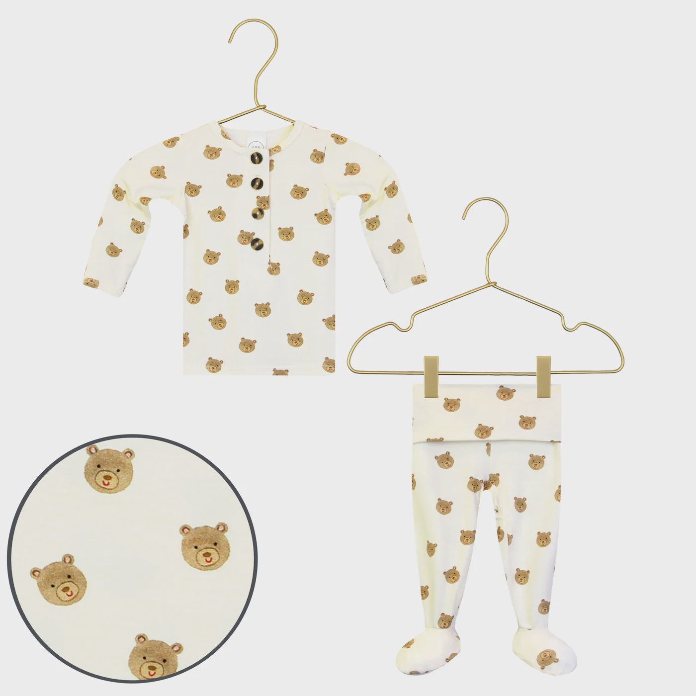 Baby Long Sleeve Henley and Pants Set - Teddy