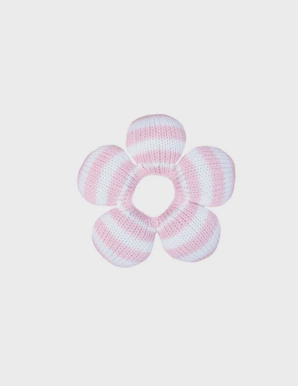 Flower Knit Rattle in Pink - 6&quot;