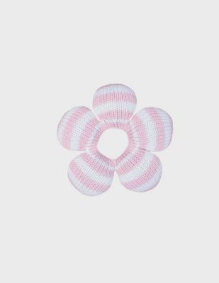 Flower Knit Rattle in Pink - 6&quot;