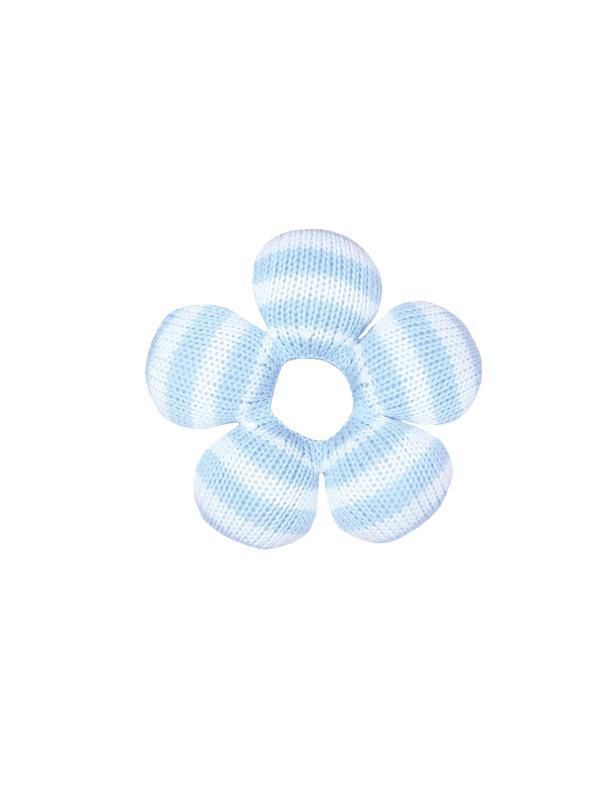 Flower Knit Rattle in Blue - 6"