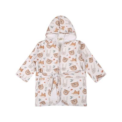 Organic Jersey Baby Bathrobe - Forest Animals