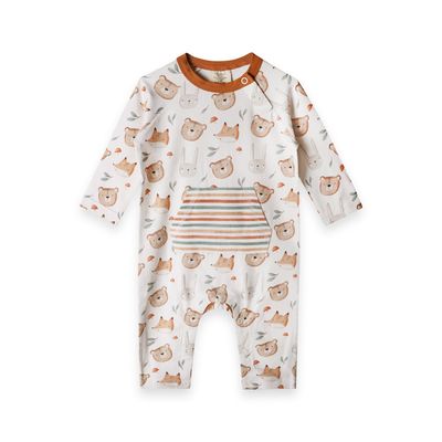 Organic Jersey Long Sleeve Jumpsuit - Forest Animals