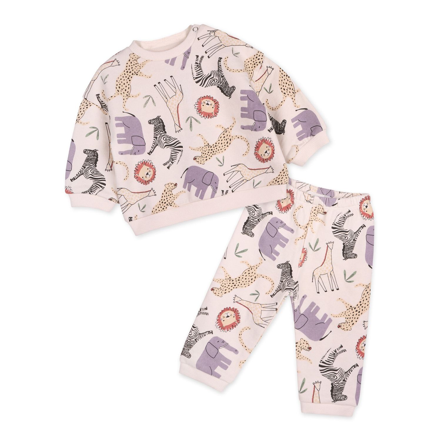 French Terry Sweatshirt &amp; Jogger Set - Animal Safari