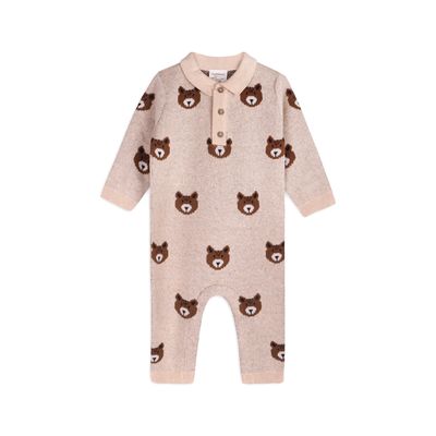 Jacquard Knit Jumpsuit - Brown Bear