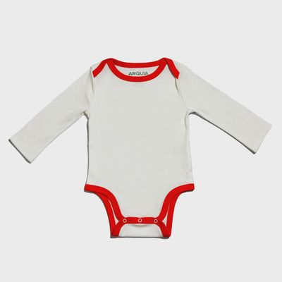 Long Sleeve Bodysuit - White with Red
