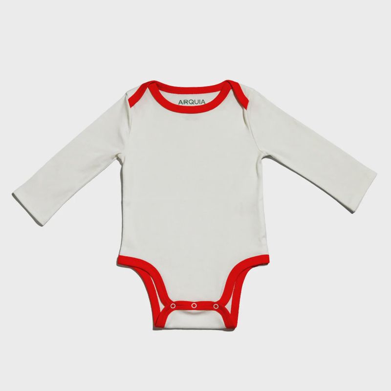 Long Sleeve Bodysuit - White with Red