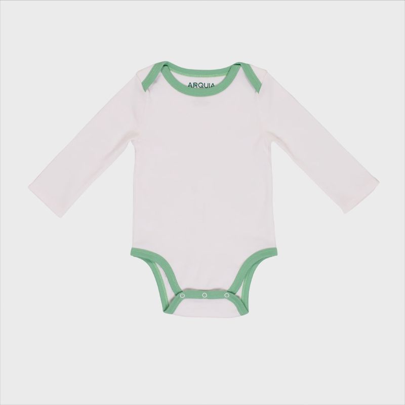 Long Sleeve Bodysuit - White with Green