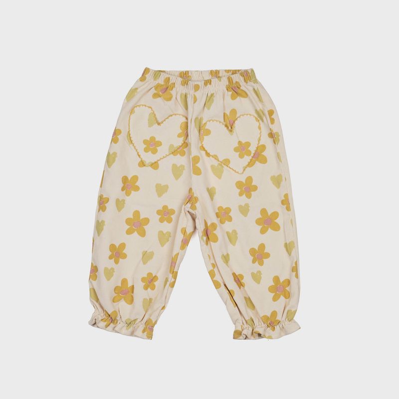 Heart Pocket Pants - Floral Hearts Honey