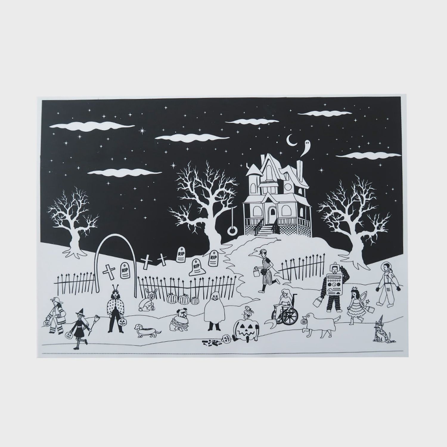 Reusable Silicone Coloring Mat - Haunted House