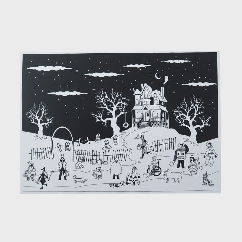 Reusable Silicone Coloring Mat - Haunted House