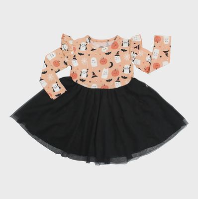 Girls Long Sleeve Tulle Dress - Boo-tastic