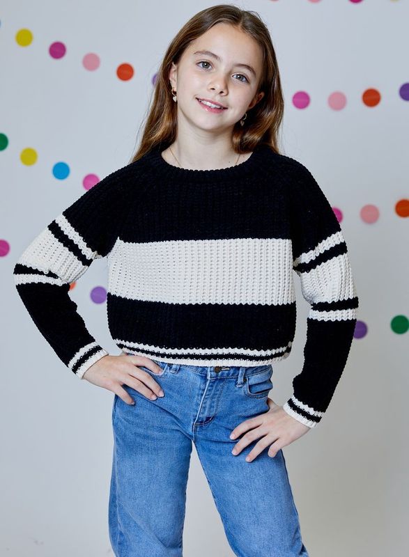 Girls Knit Sweater - Black Combo