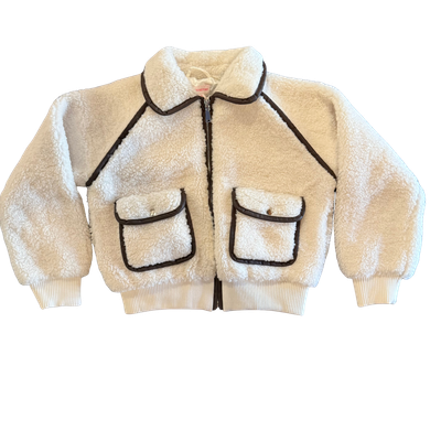 Girls Sherpa Jacket - Beige Combo