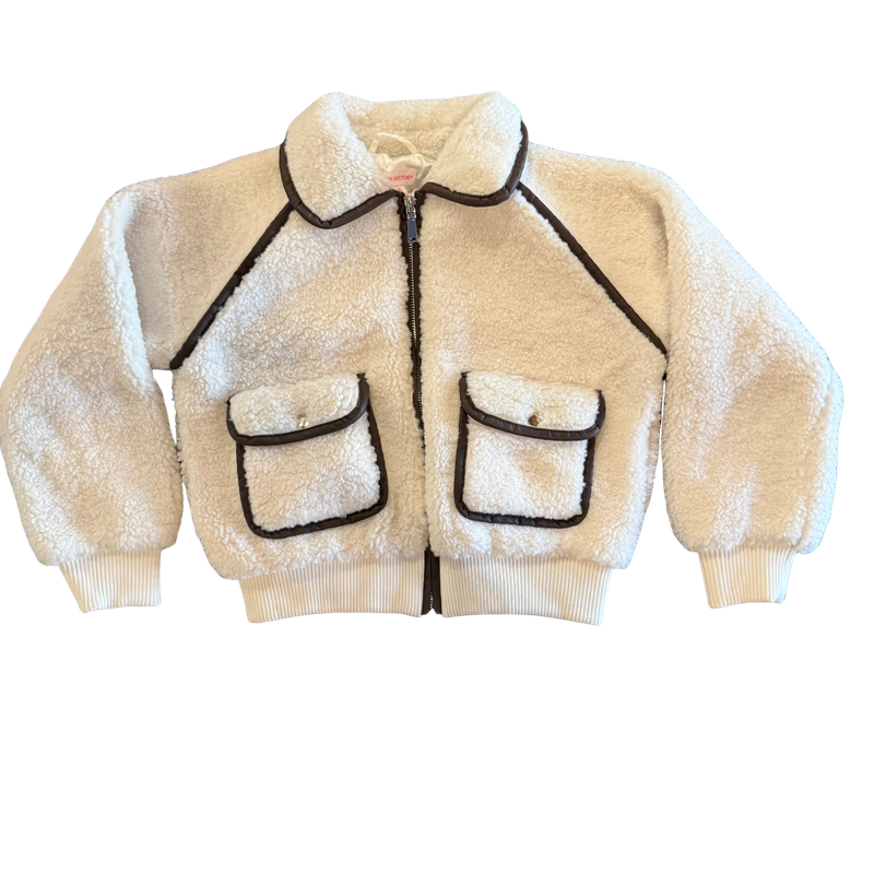 Girls Sherpa Jacket - Beige Combo