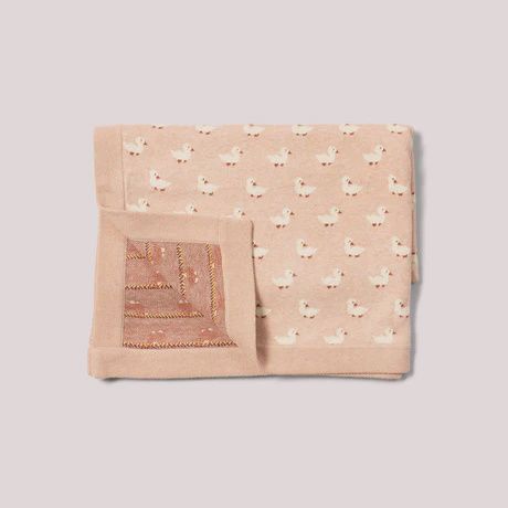 Puddle Ducks Knitted Organic Baby Blanket