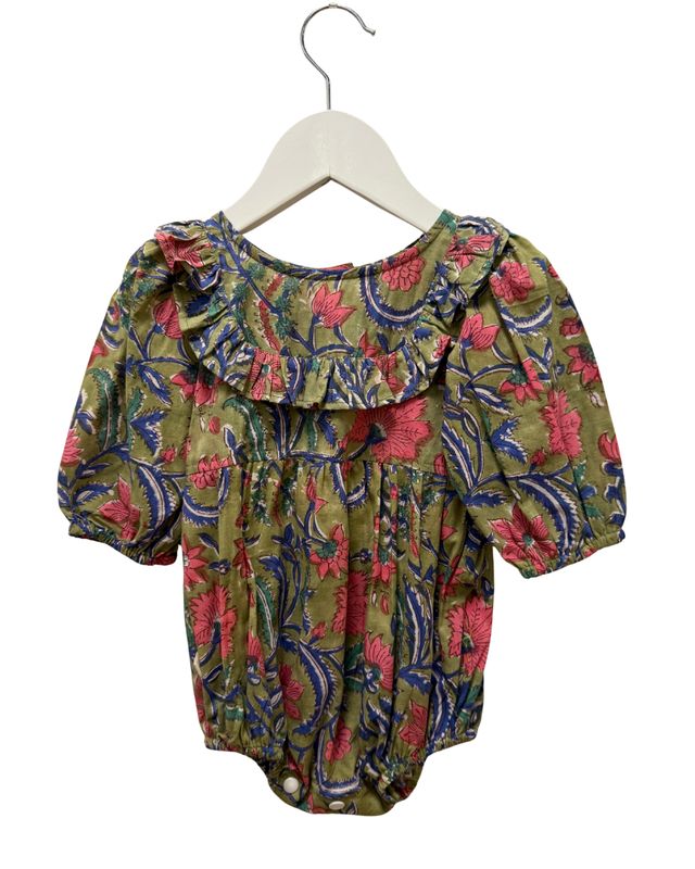 Baby Puff Sleve Romper - Forest Floral