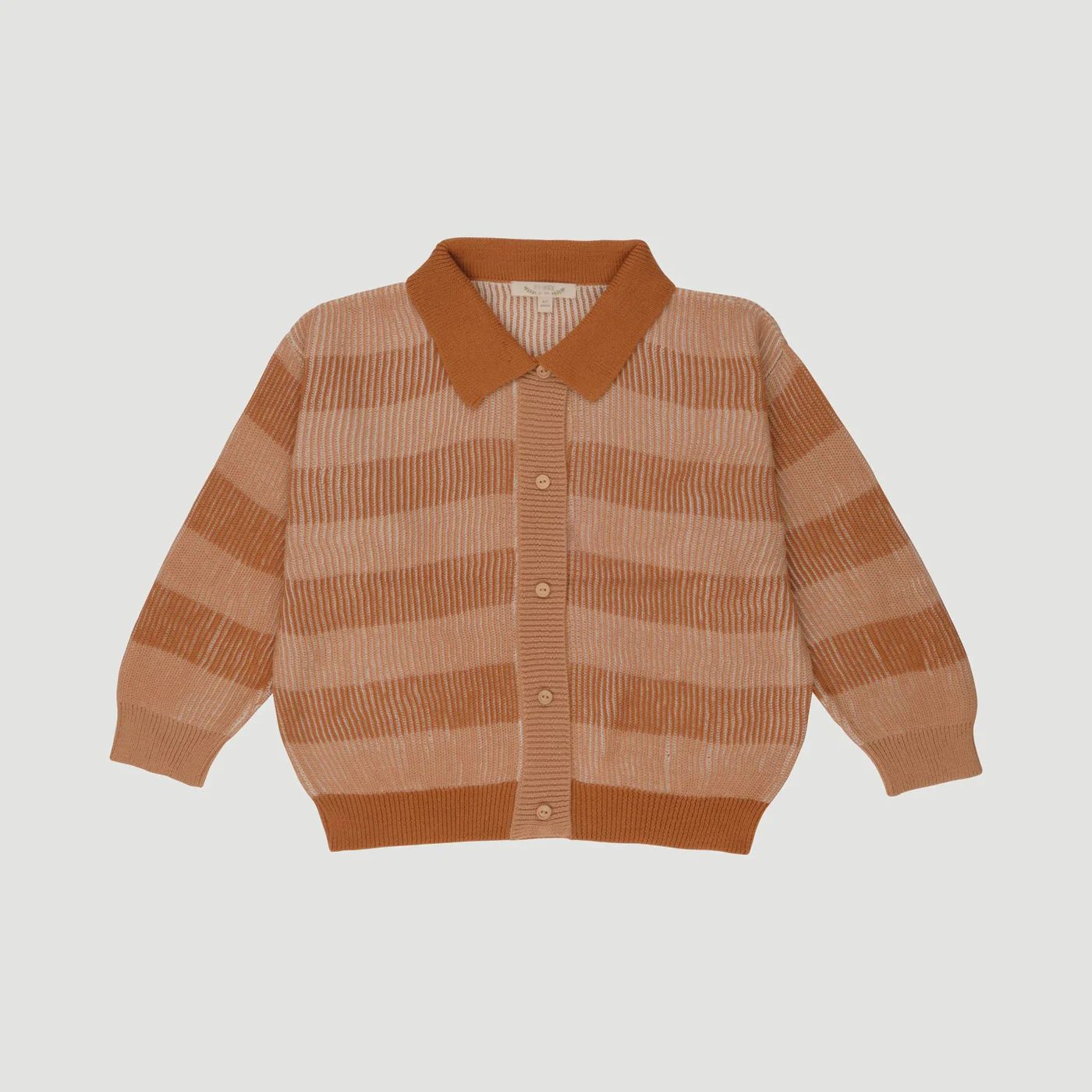 Kids Knit Collared Cardigan Color Block - Cashew